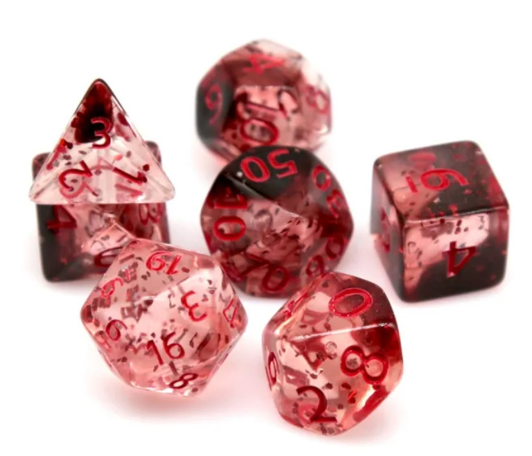 Volcanic Embers DnD Dice Set 7-Die Polyhedral RPG Dice