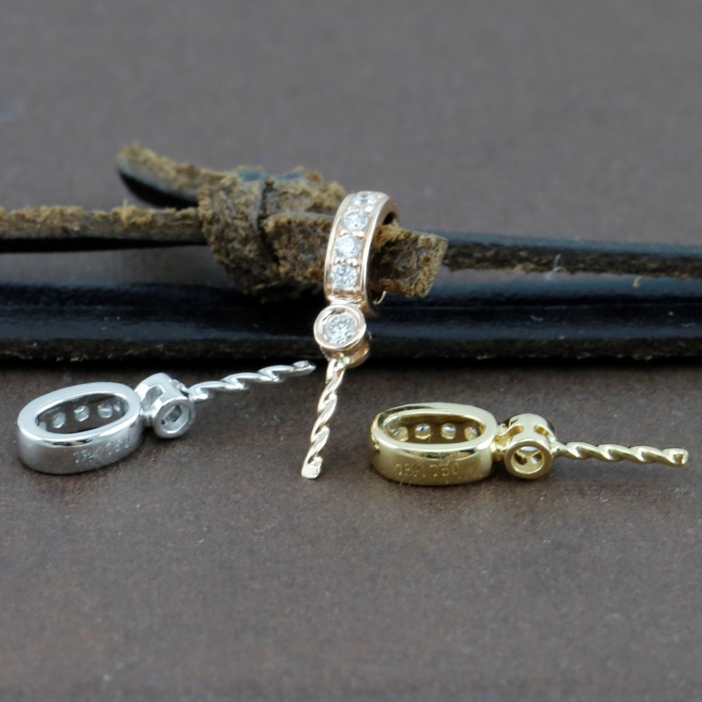 Genuine 18CT Solid Gold & Genuine Diamonds Bail with Screwed Pin