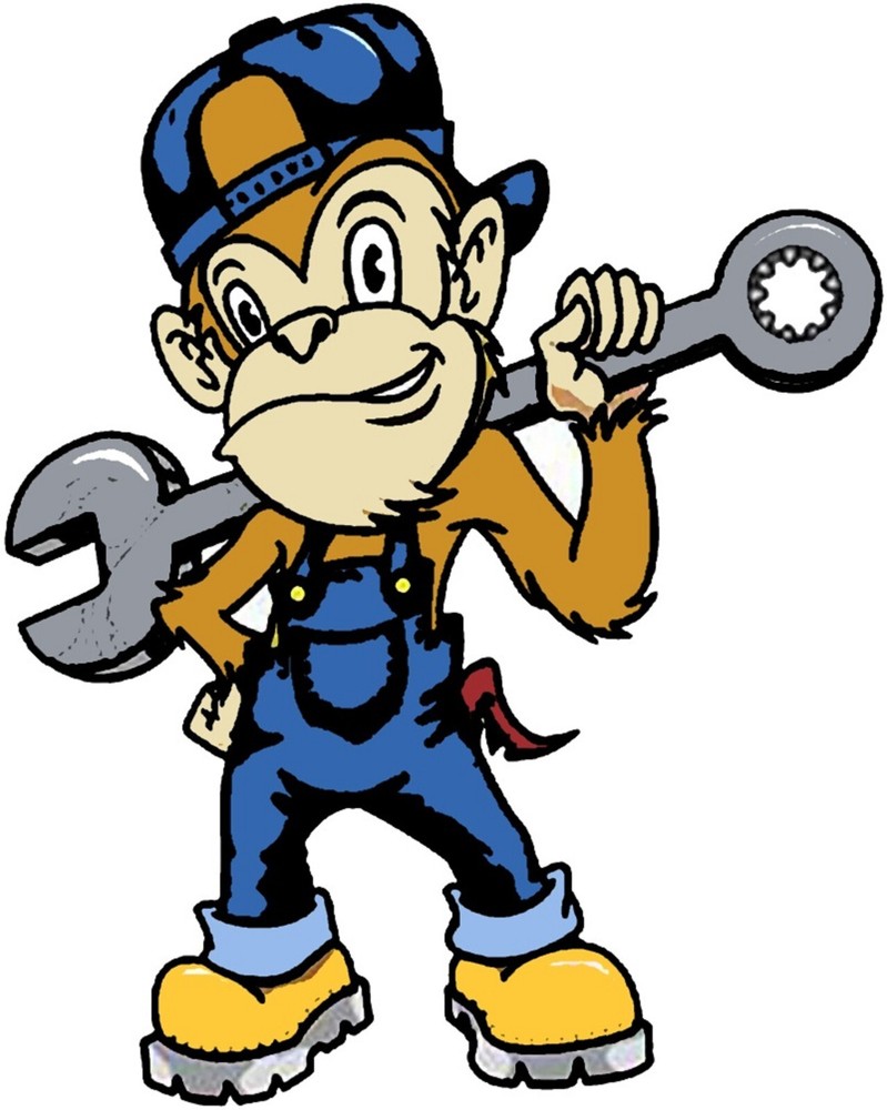 MONKEY MECHANIC WITH WRENCH BUMPER STICKER TOOLBOX STICKER LUNCH BOX