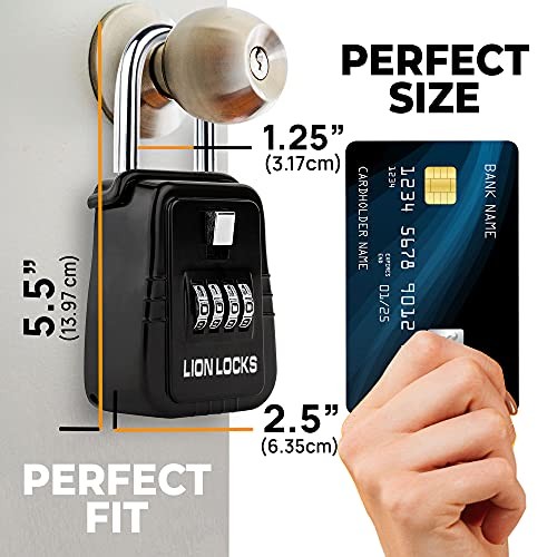 Lion Locks 1500 Key Lock Box with Code, Lockbox for Keys Outdoor, Realtor Lock B