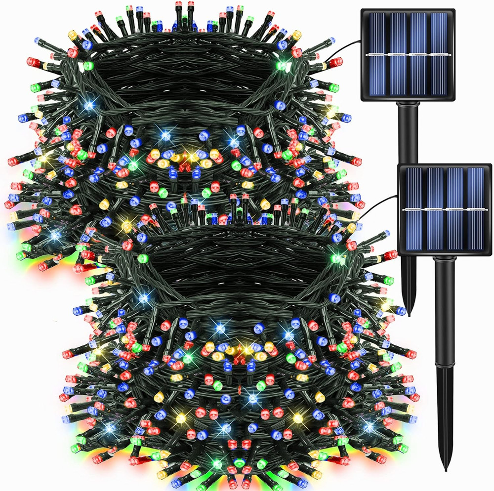 2 Pack Total 400LED 132FT Multi Colored Christmas Solar String Outdoor Lights...