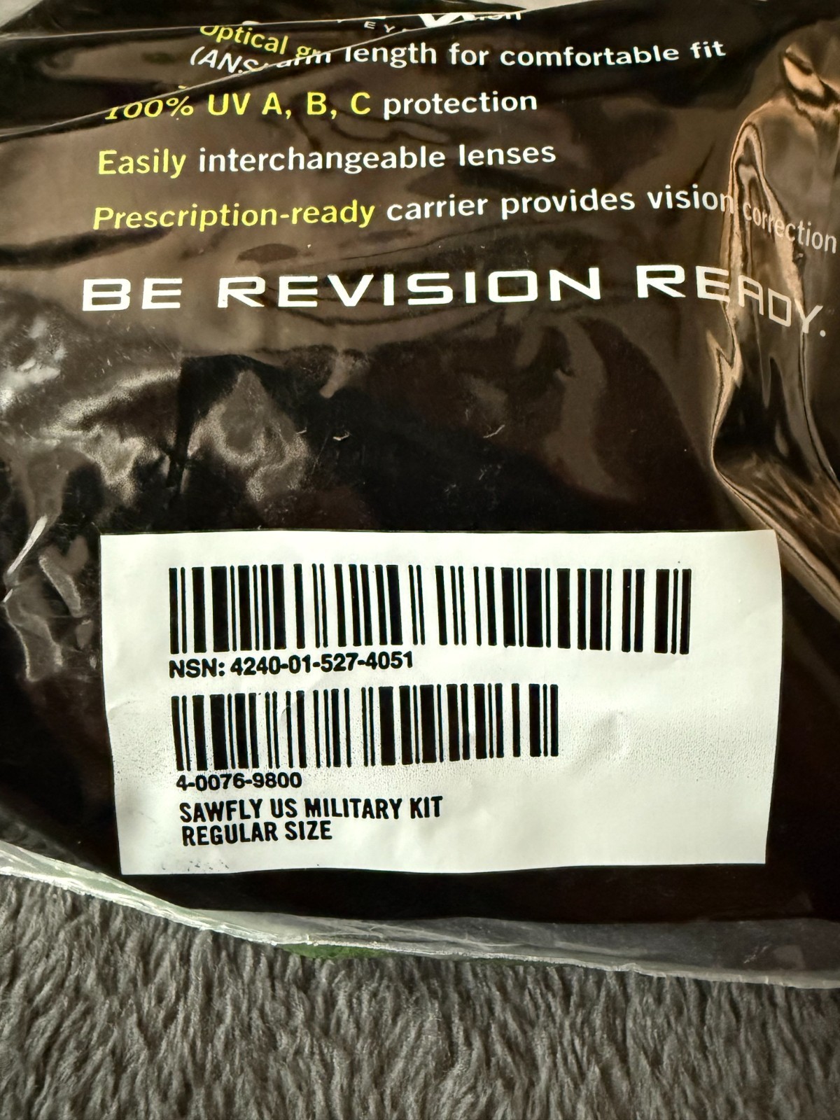 New Revision Sawfly Black APEL Ballistic Eyewear Glasses