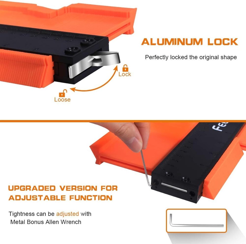 Versatile 12+5 Inch Adjustable Contour Tool with Lock - Perfect Gift for Men