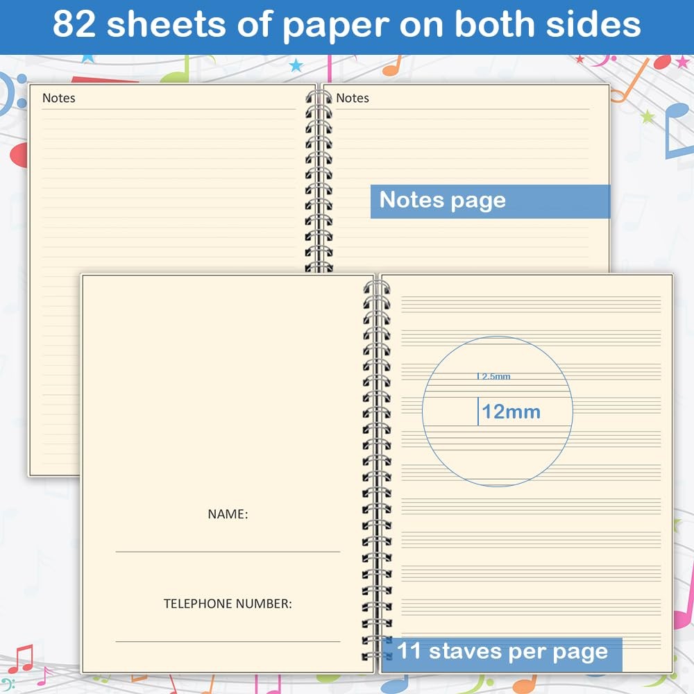 Lyuzecheean Blank Sheet Music Notebook, Composition 1 Pack, Black 1 Pack