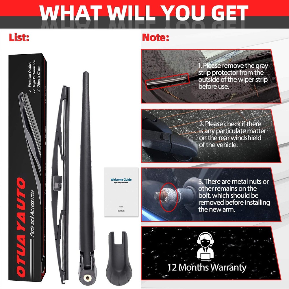 Honda Pilot 20092015 Rear Windshield Wiper Arm Blade Set Replacement
