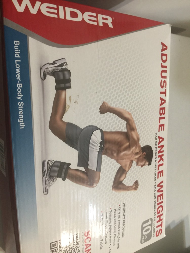 Weider Adjustable Ankle Weights - 10lb Pair (2 x 5lbs) - New -Same Day Shipping