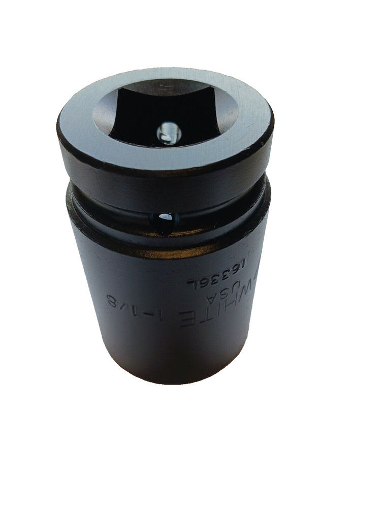 WHITE USA Track Socket 1" Drive, 1-1/8" 8 Point Impact Socket Deep Railroad