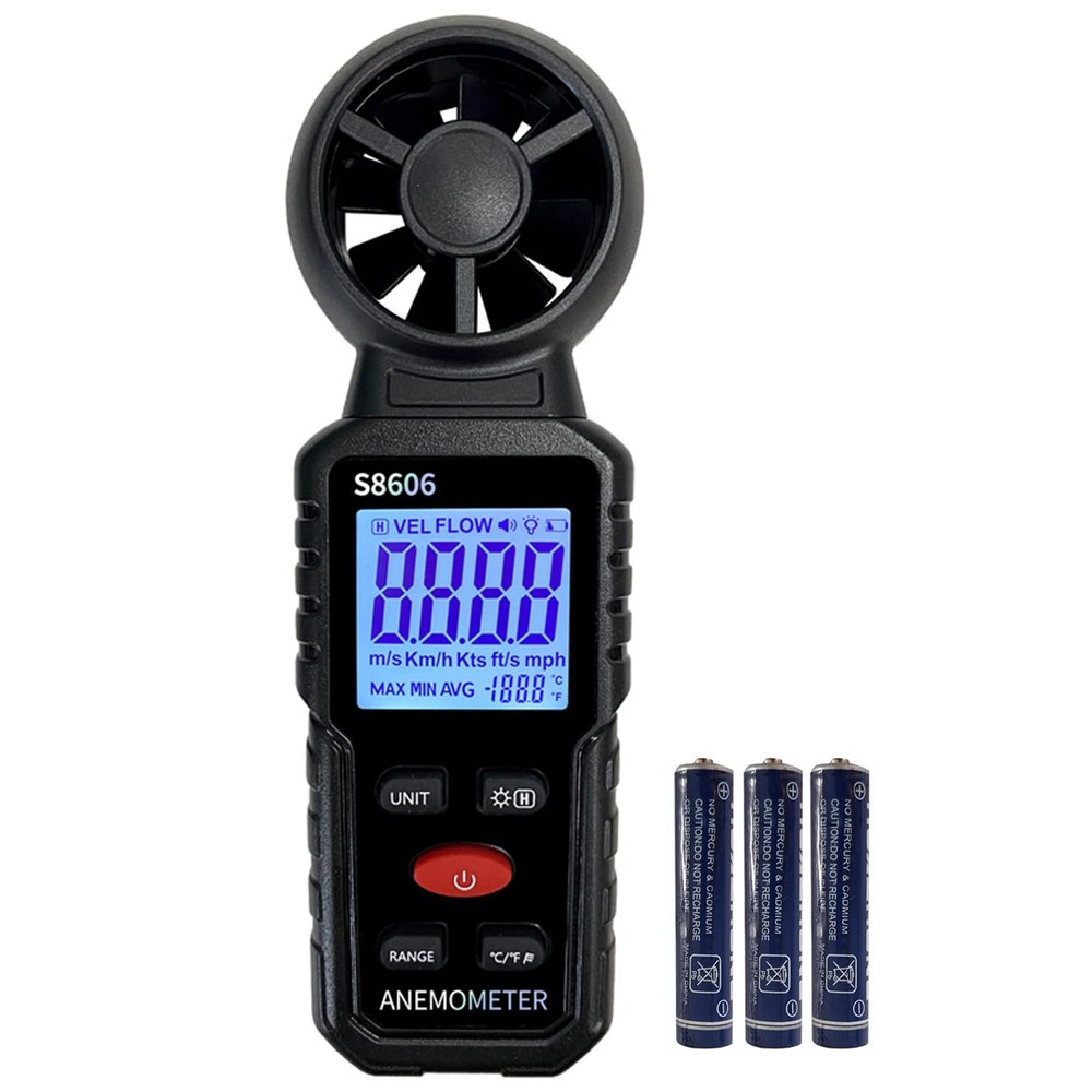 Handheld Anemometer Wind Speed Meter Air Flow Temp Gauge Tester Tool
