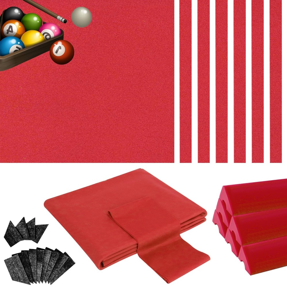 8ft Pool Table Felt & Bumper Kit - Professional Replacement, DIY Upgrade, 6 Clot