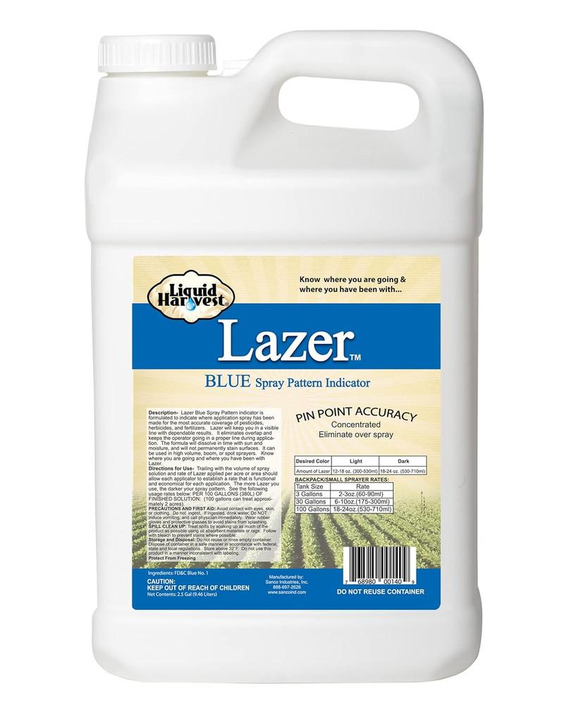 Liquid Harvest Lazer Blue Concentrated Spray Pattern Indicator - 2.5 Gallon- Per