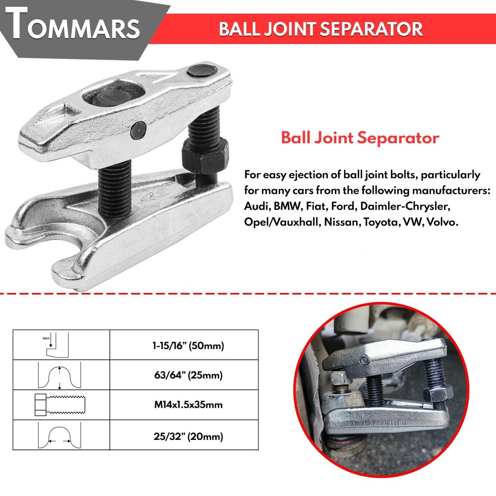 TOMMARS Ball Joint Separator, Tie Rod End Tool Pitarm Arm Puller for Front En...