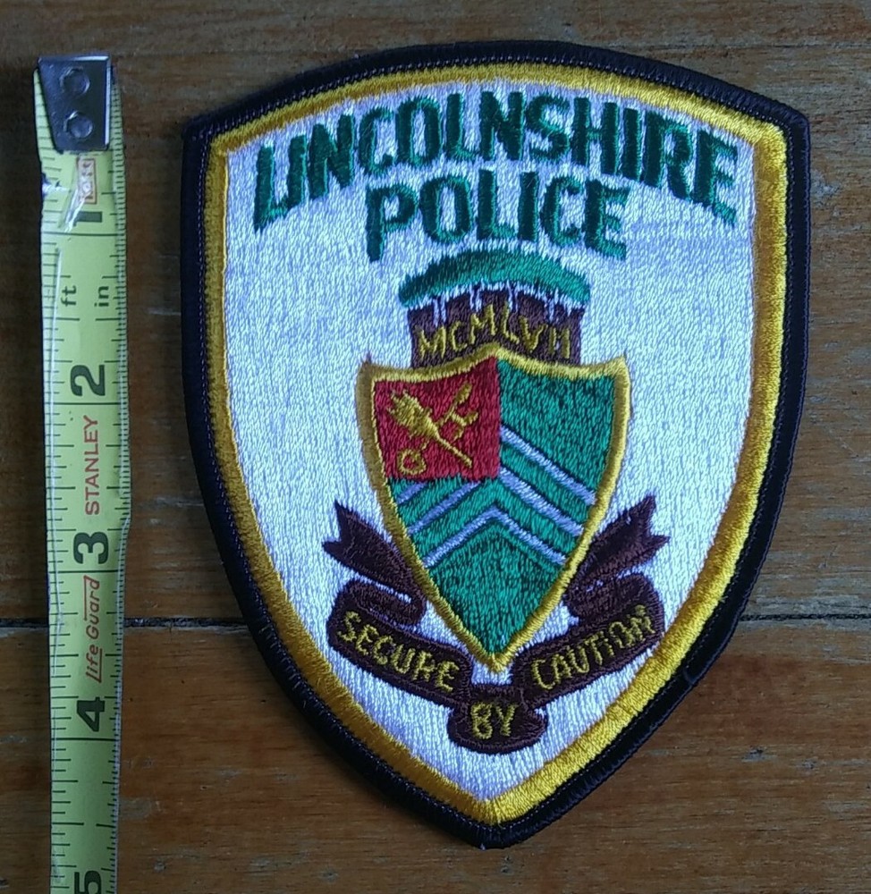 VINTAGE ~ LINCOLNSHIRE ILLINOIS ~ COLLECTORS PATCH Secure By Caution
