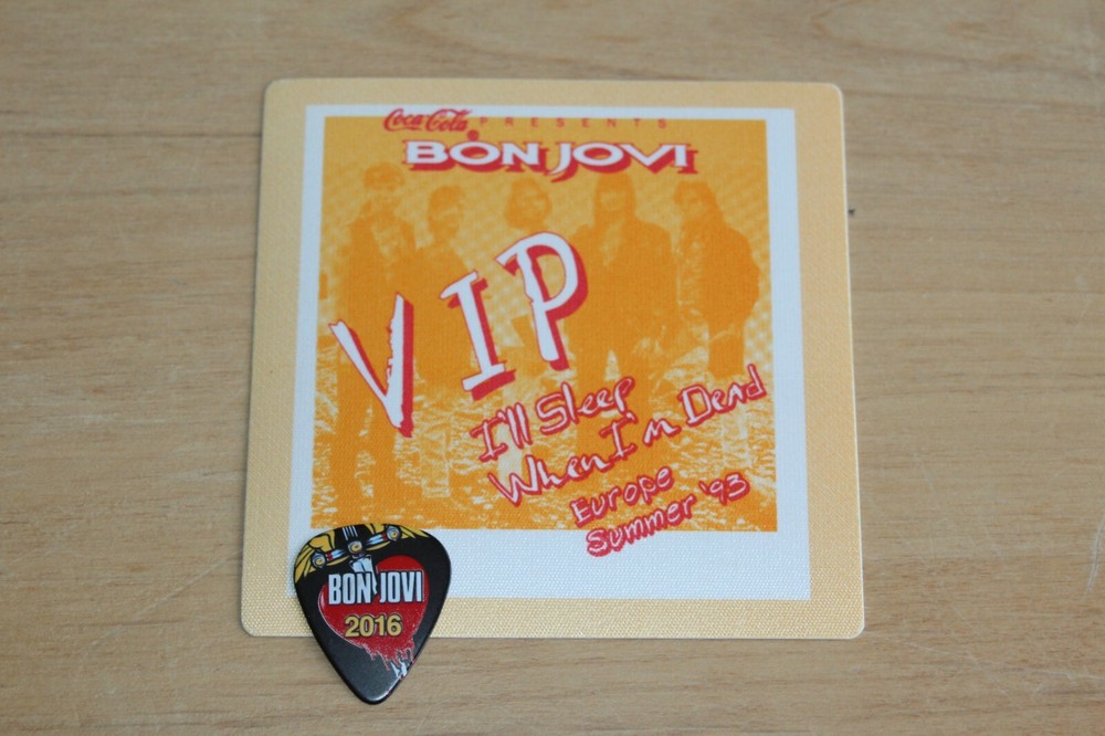 Bon Jovi -   Guitar Pick + Unused Backstage Pass   - FREE SHIPPING - #9