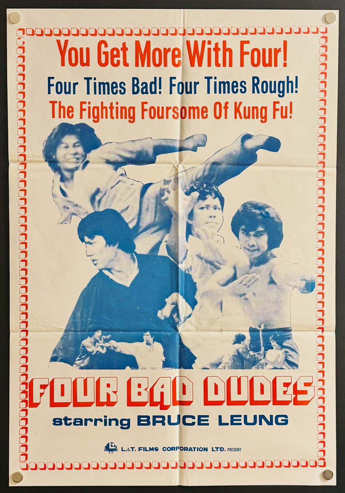 Four Bad Dudes (1977) Original One Sheet Movie Poster – Excellent **Kung Fu**