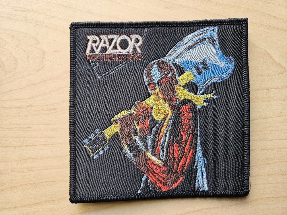 RAZOR,  SEW ON BLACK BORDER WOVEN PATCH