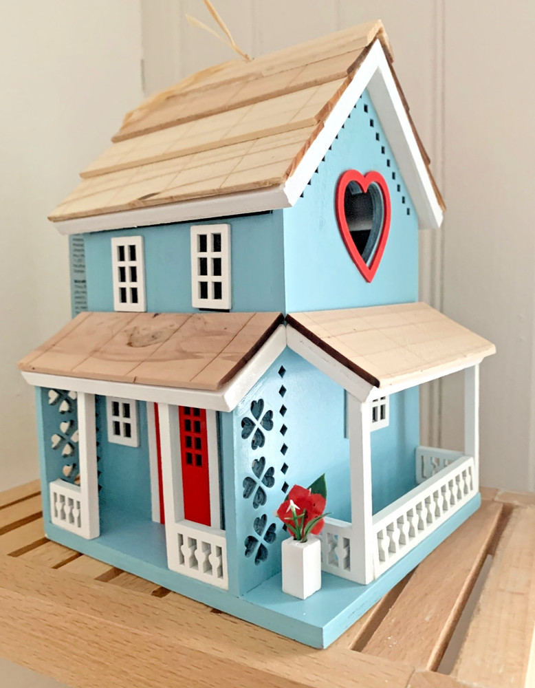 Blue & White Victorian Cottage Birdhouse - NWT - Home Bazaar