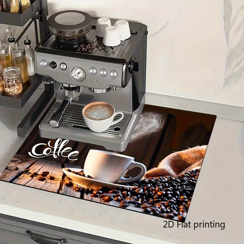 2D Coffee Countertop Pad Kitchen Countertop Dining Table Mat Decoration Gift