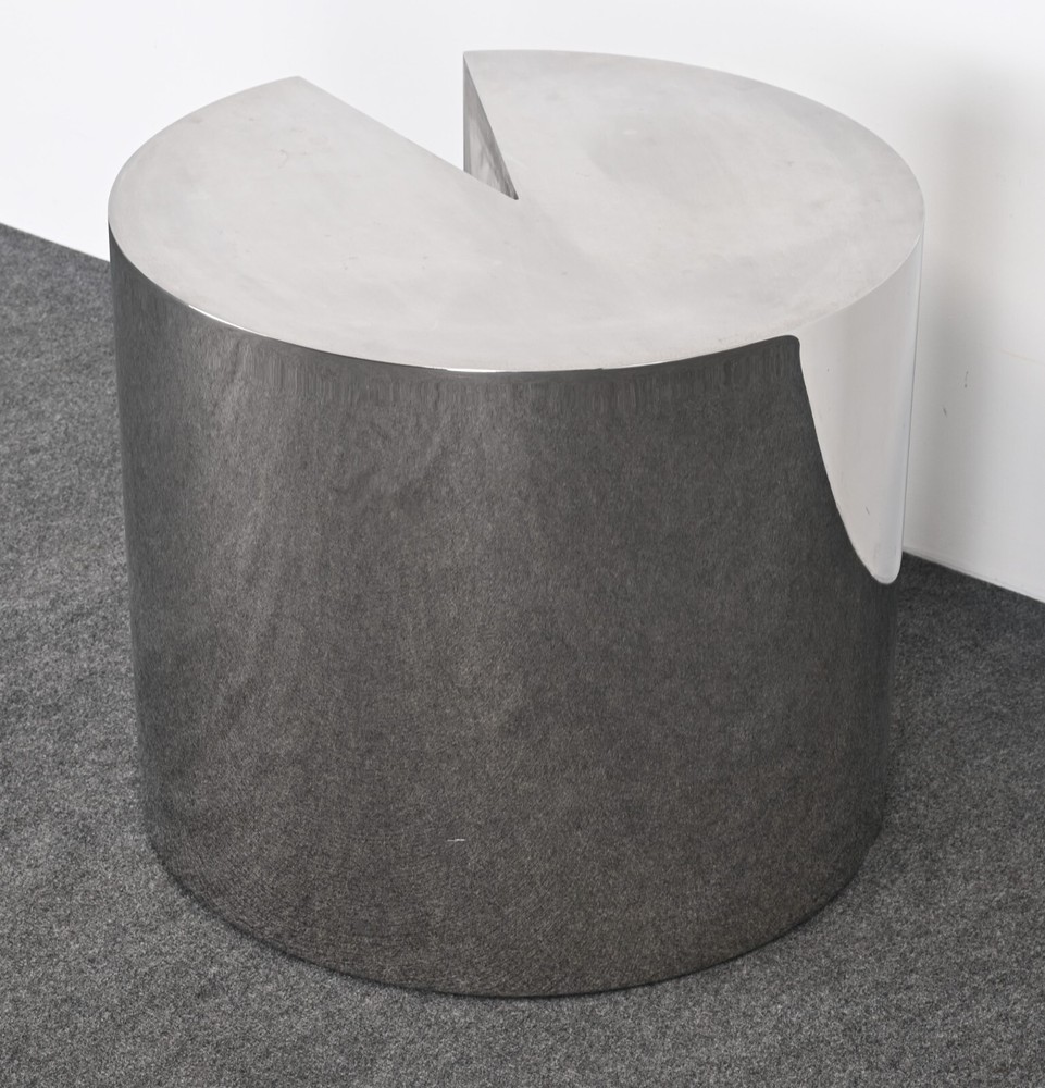 Leon Rosen Pace Style Solid Stainless Steel Side Table, 1980s