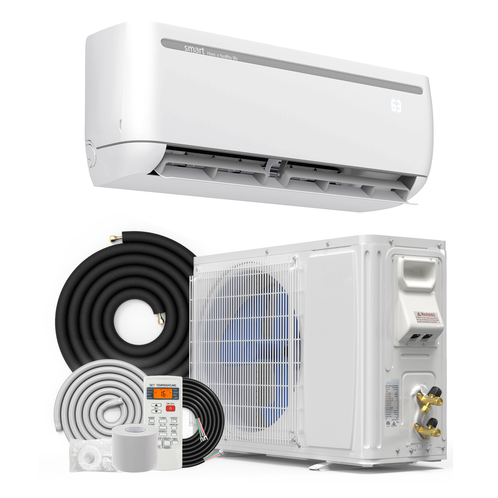 12000 - 18000 BTU Air Conditioner Mini Split Heat Pump Wifi Ductless Cool System