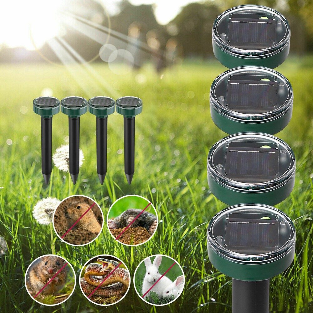 3/4/8 Pack Ultrasonic Solar Mole Gopher Repellent Sonic Gopher Stake Repeller