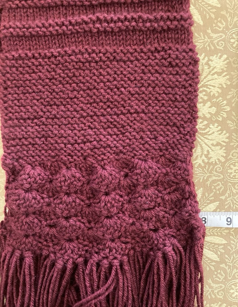 Handmade Crocheted Scarf Burgundy 8x47