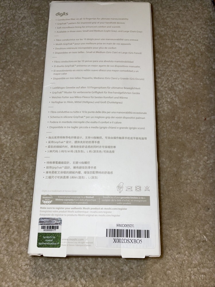 Moshi Digits Touch Screen Gloves ( L) - Dark Gray