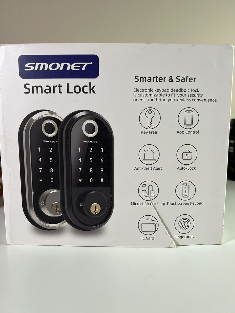 SMONET Fingerprint Smart Lock Electronic Keypad Deadbolt Keyless Entry Door Lock