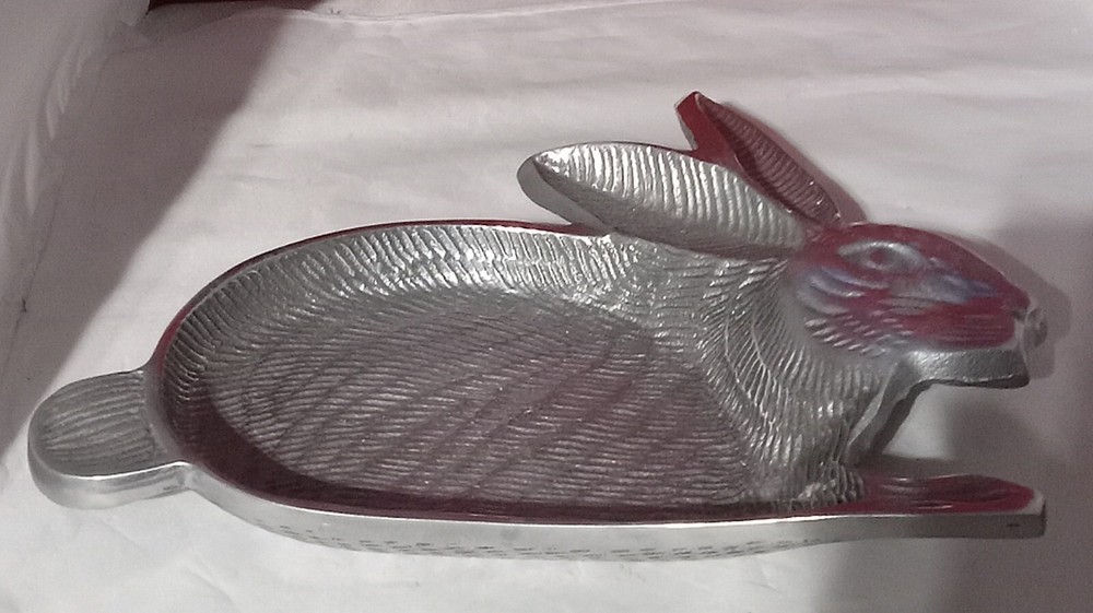 Aluminum Servware Bunny Rabbit Decorative 9.75" X 8" X 1"