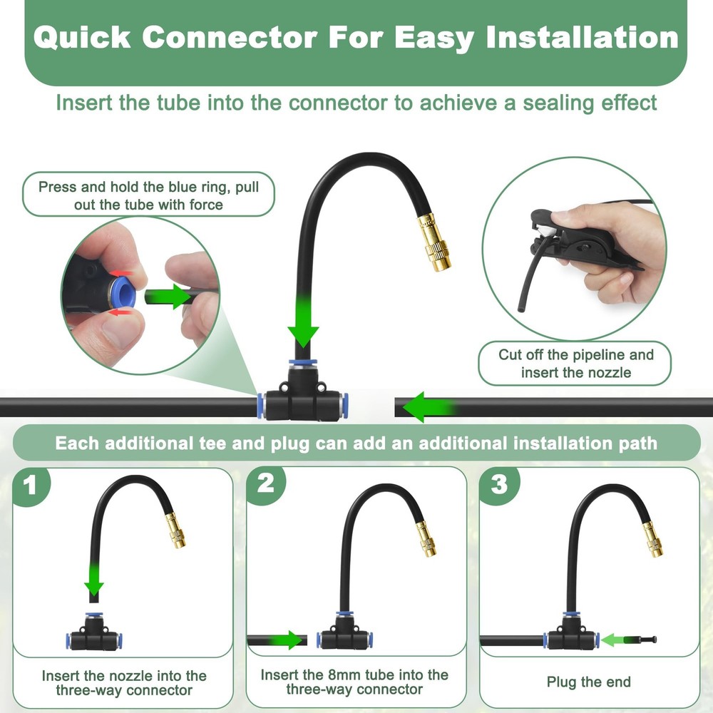 65.6Ft 360° Adjustable Drip Irrigation System Kit, Automatic Garden Waterin