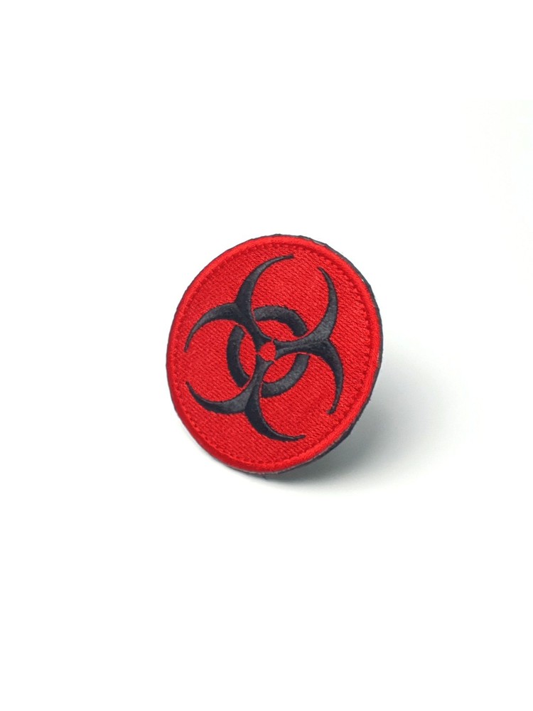 Biohazard Design Red - Embroidered Patch 2.5" - Hook and Loop - Tactical Patch