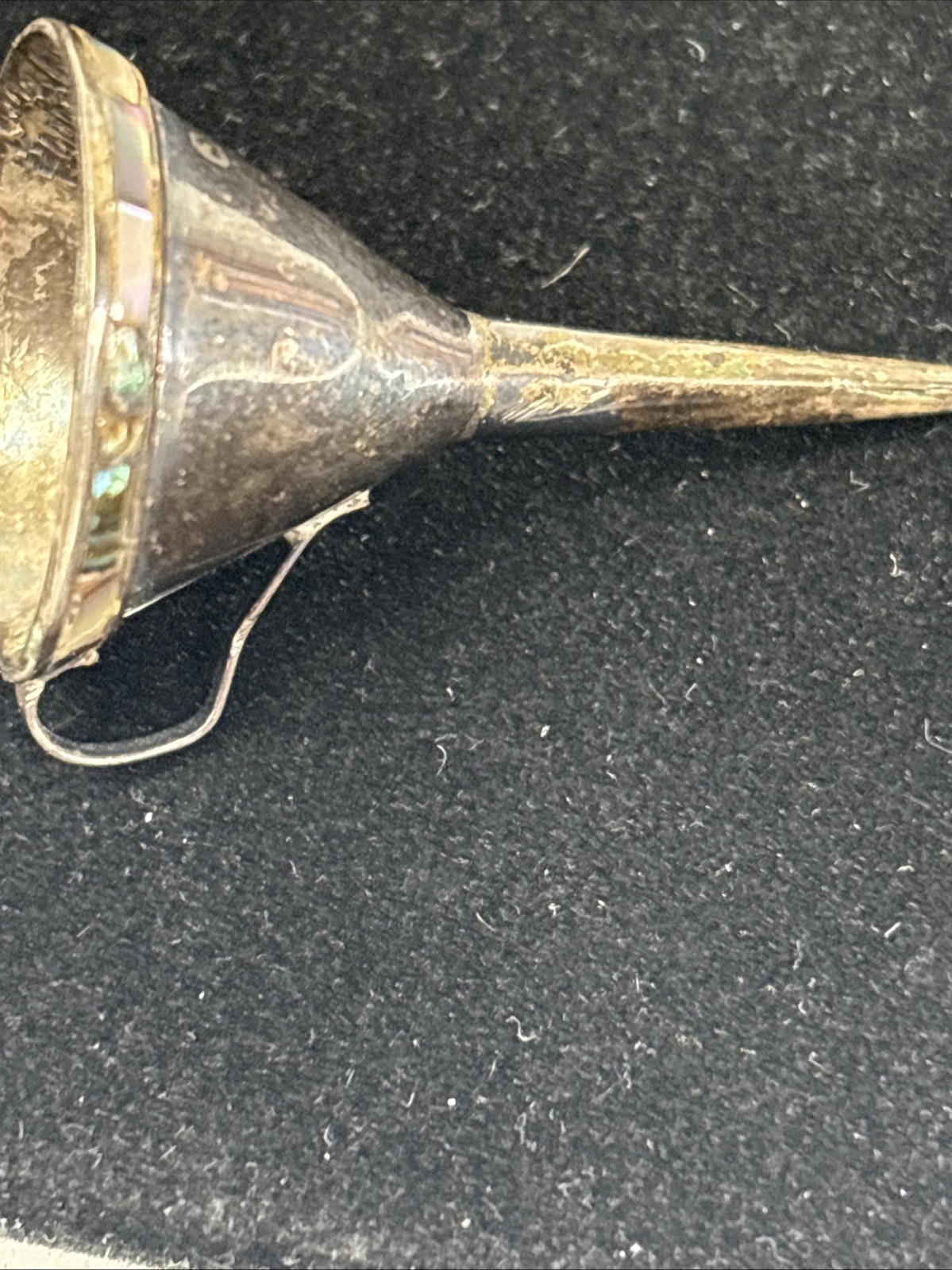 Vintage Sterling Silver Mexico Perfume Bottle and Funnel w/ MOP - 6 gr