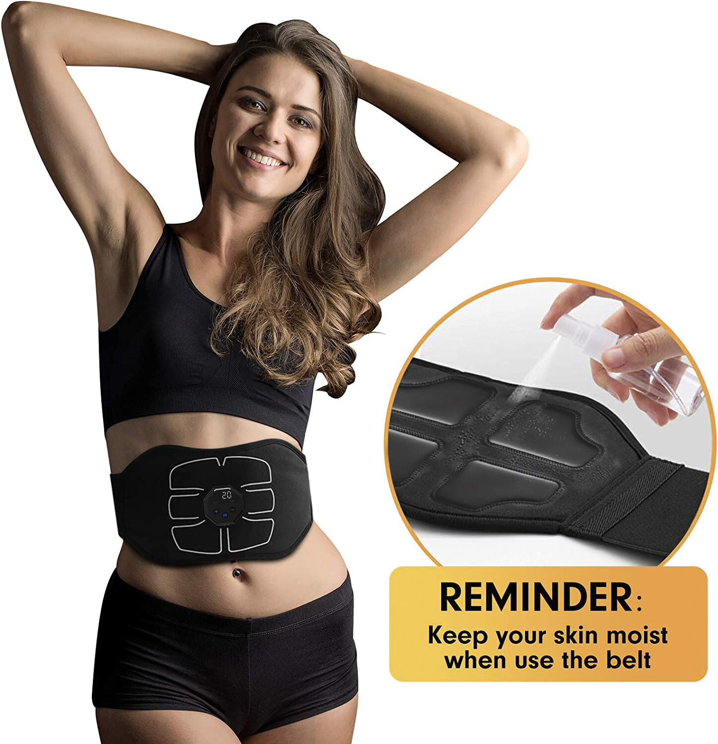 Rechargeable EMS Abdominal Muscle Toning Belt Trainer ABS Stimulator Toner Belt