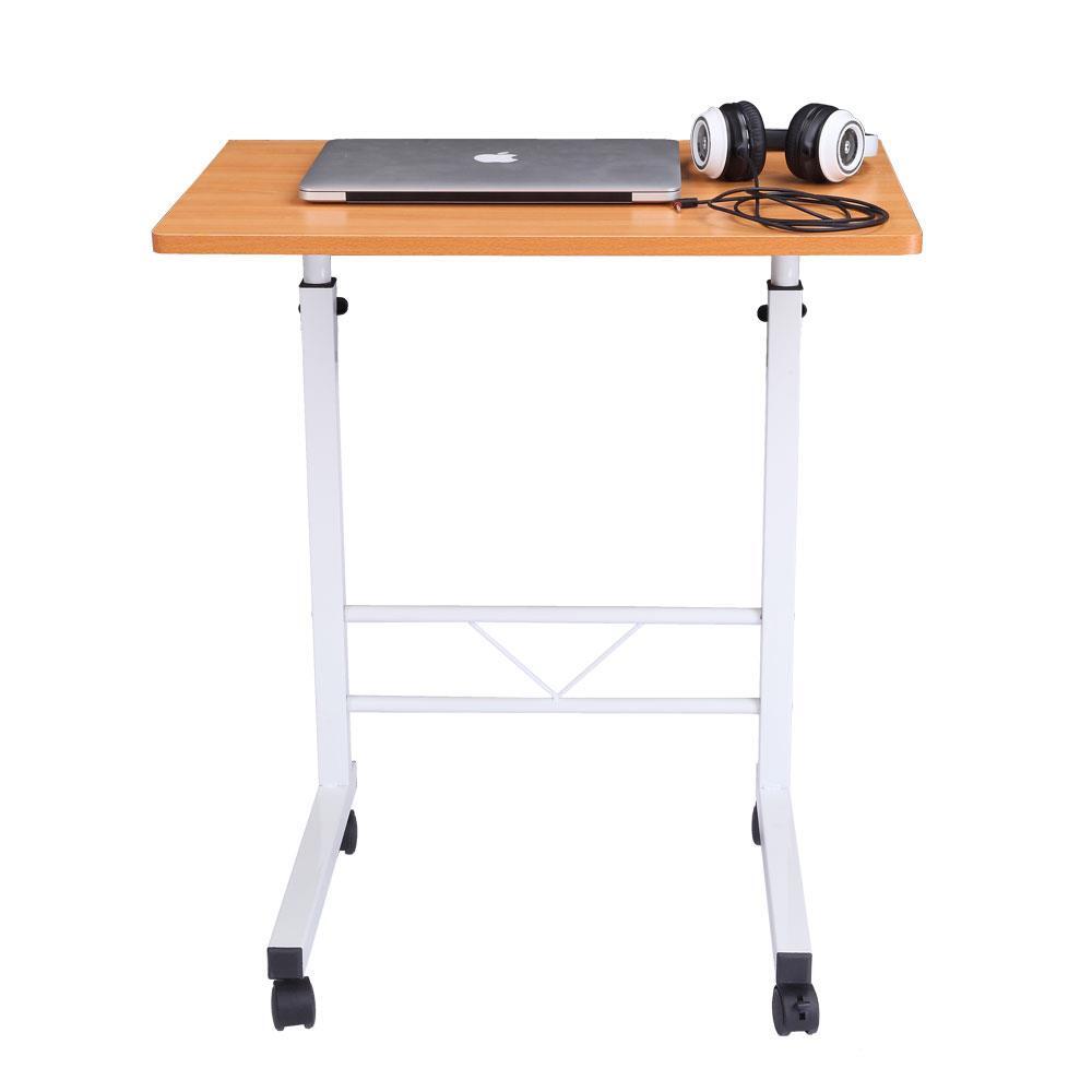 Adjustable Mobile Standing Desk Pneumatic Overbed Table Rolling Laptop Cart