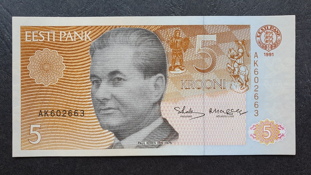 ESTONIA 5 krooni 1991, UNC, AK