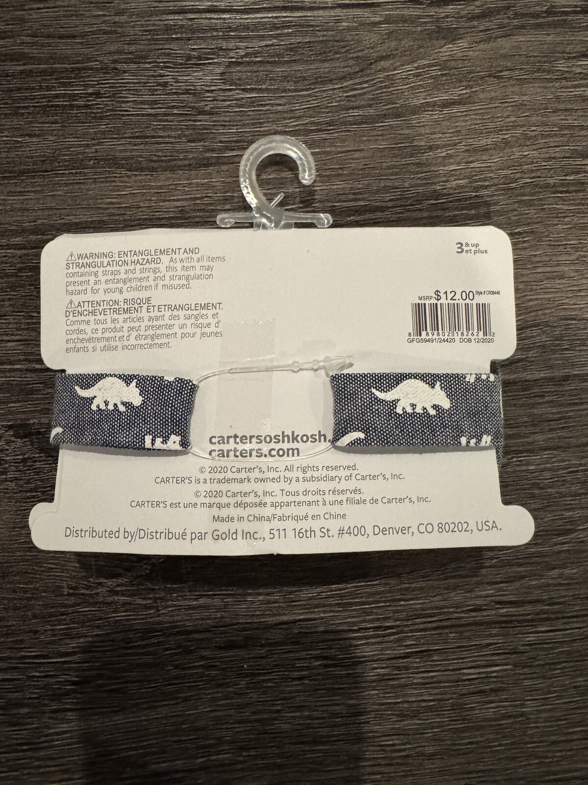 CARTER'S Bow Tie Dinosaur Pre-tied Bow