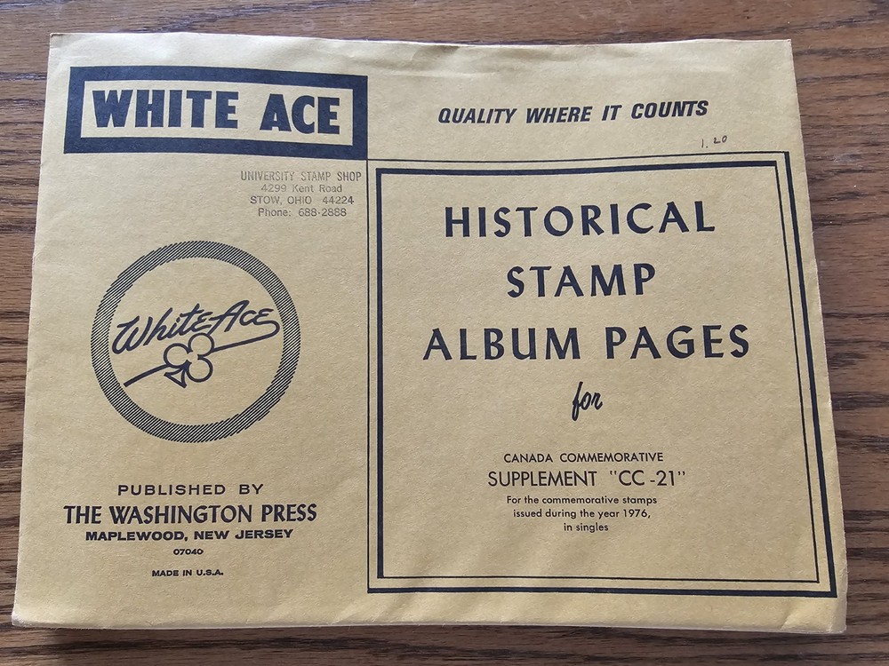 White Ace Stamp Canada Supplement CC-21 for 1976 Commemorative Singles NOS