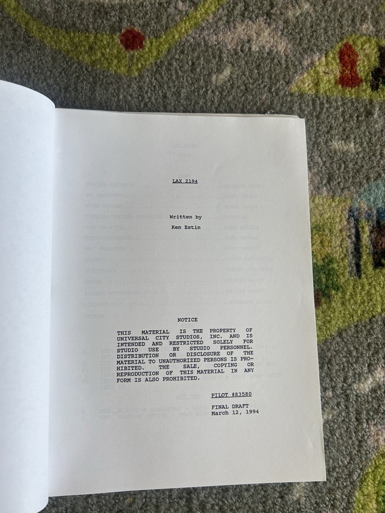 LAX 2194 Rare Tv Pilot Original Script 1994 Final Draft Hard To Find