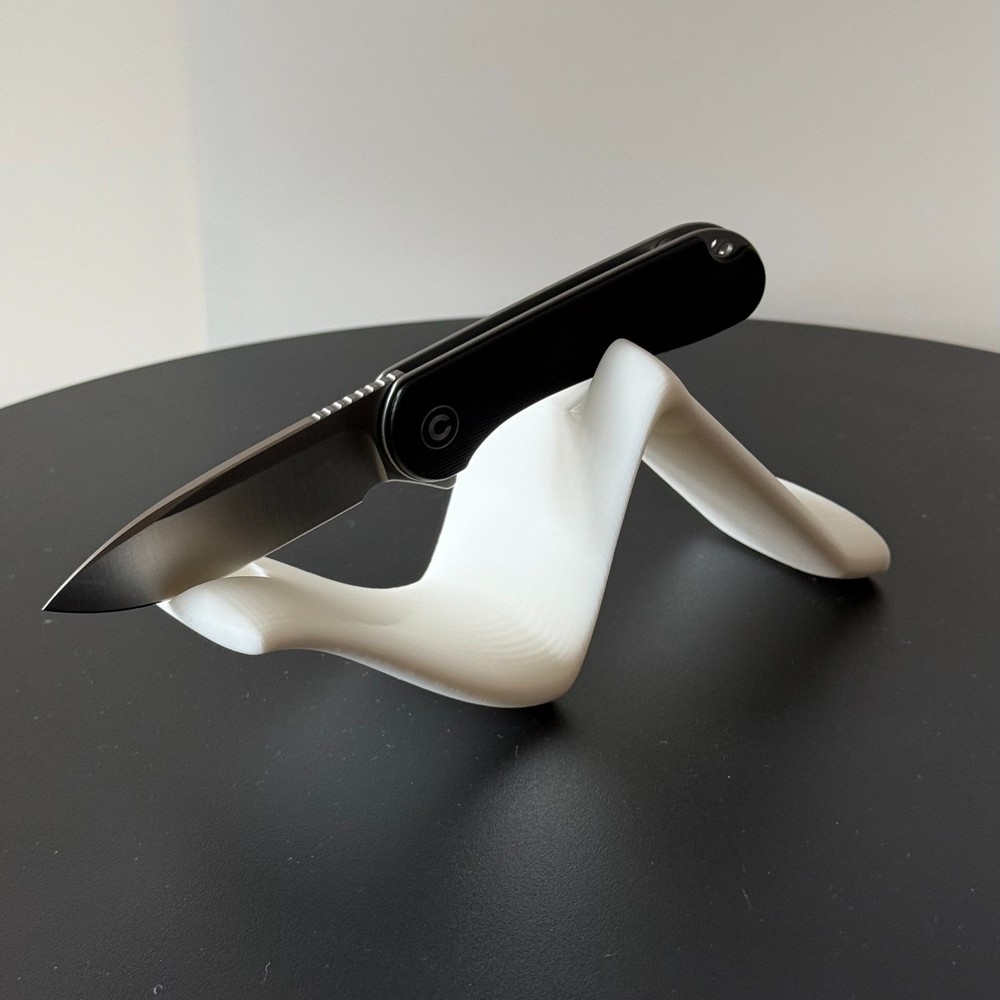 3D Printed Wave Knife Stand - EDC Knife Display Holder - White PLA