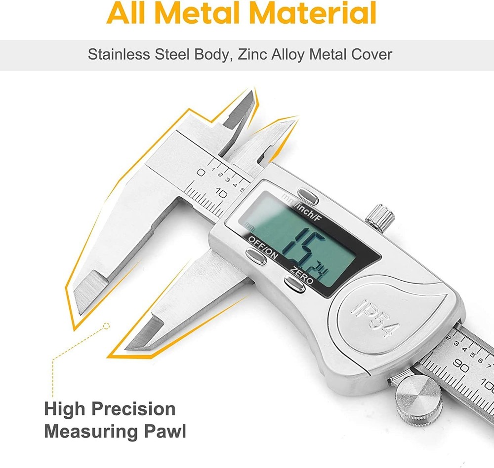 Versatile 6-Inch Digital Caliper with LCD Display - Measure with High Precision