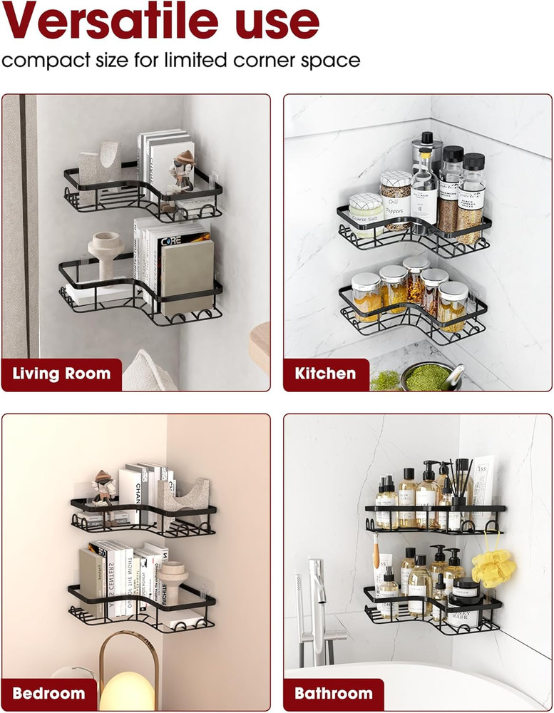 Corner Shower Caddy - 2 Pack, Adhesive Shower Organizers, Rustproof Stainless St
