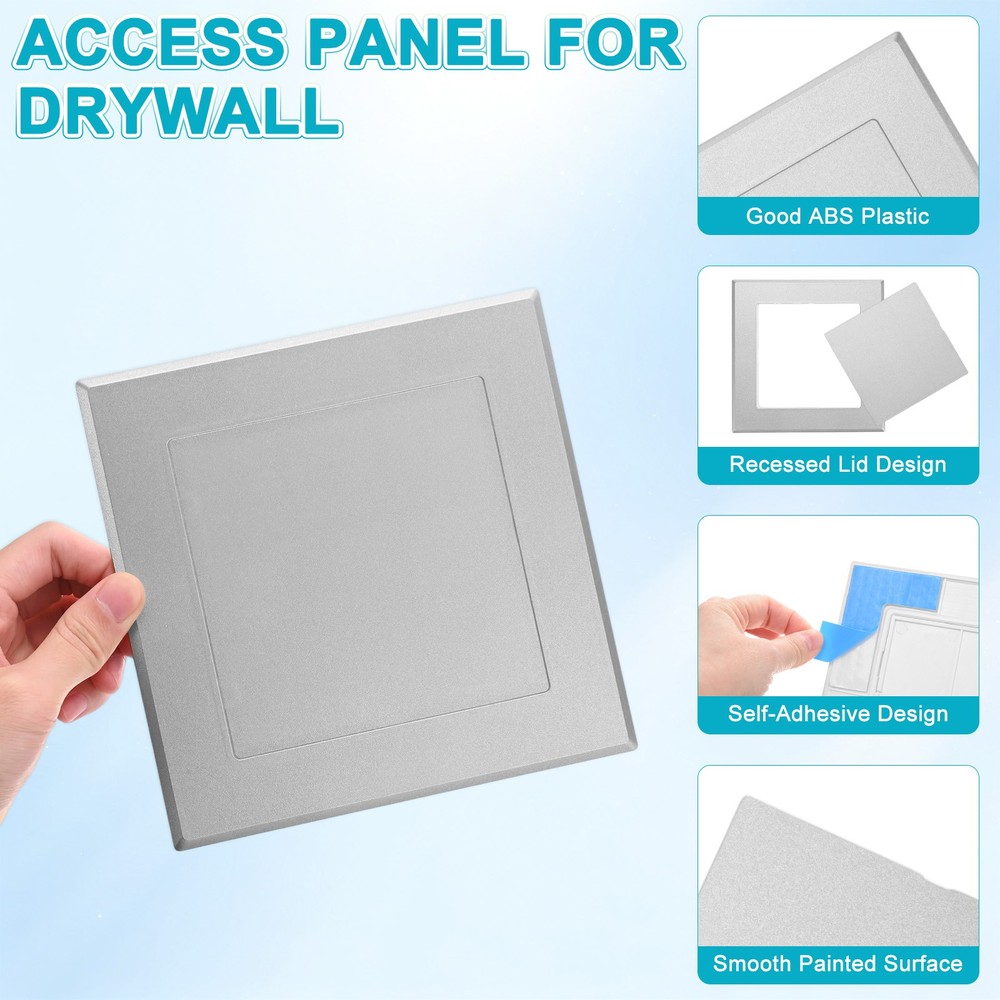 1-Pack Access Panel for Drywall, 5x5" Plastic Removable [Silver Tone, Square]