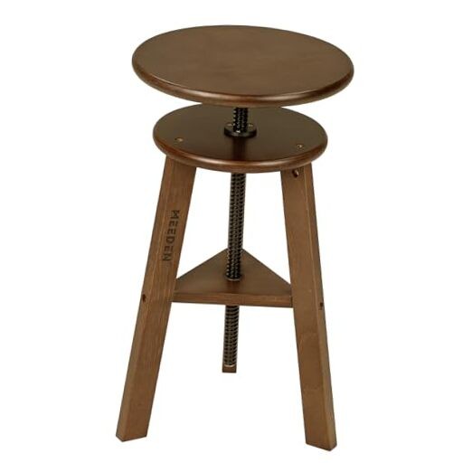 Drafting Stool with Solid Beech Wood, Height Adjustable Artist Studio Walnut