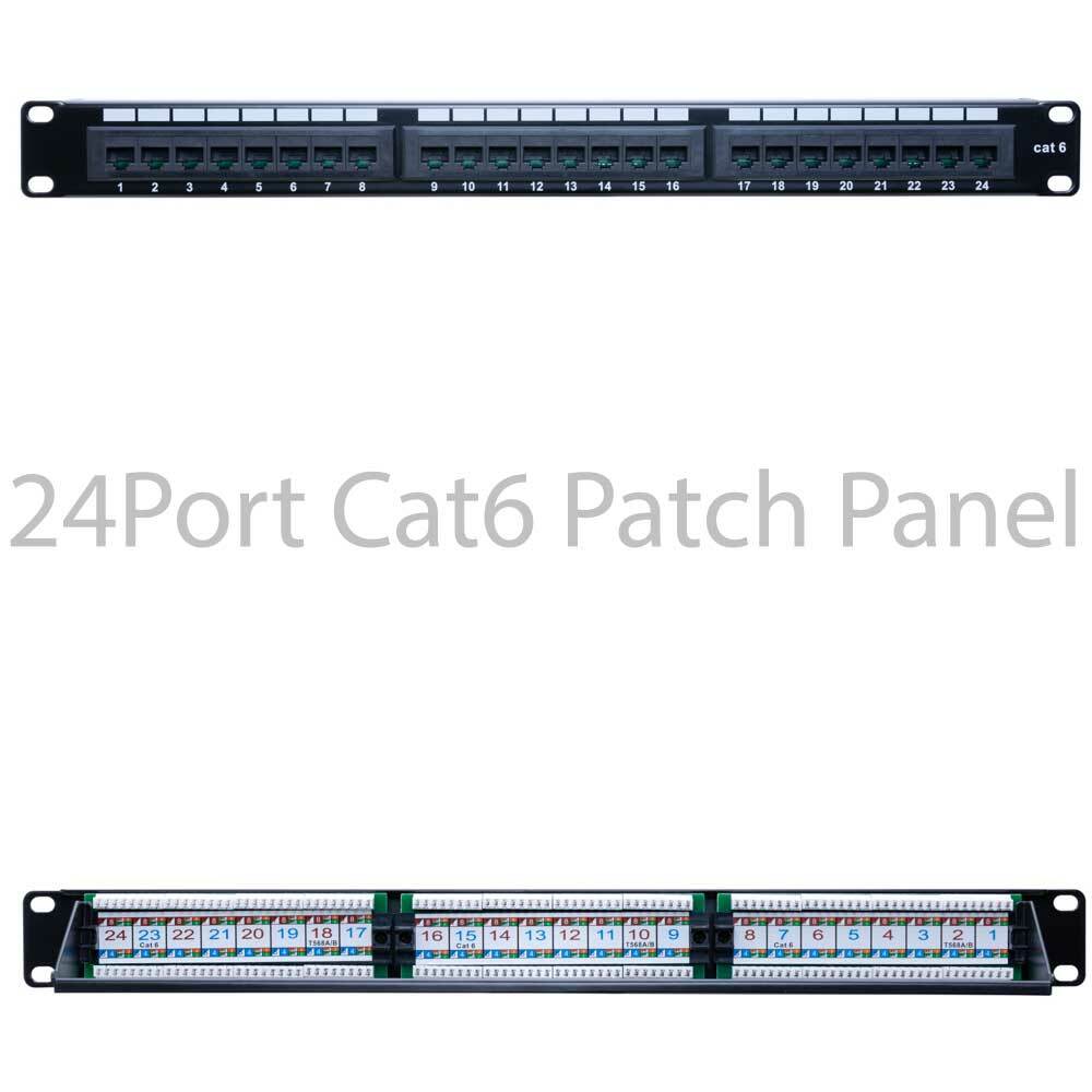 12 24 48 Port CAT6 RJ45 110 Network Patch Panel Surface Wall Mount Bracket
