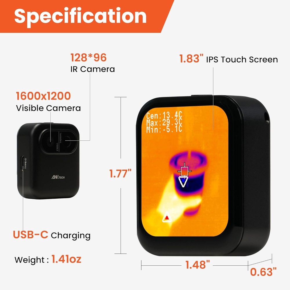 ANXTECH Mini Thermal Imaging Camera Small Device for Temperature Measurement