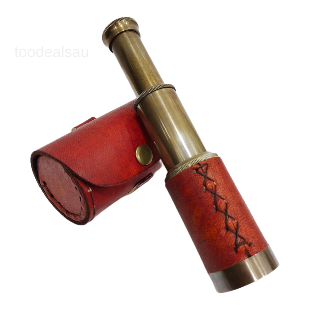6'' Solid Brass Handheld Spyglass Telescope with Cylindrical Antique