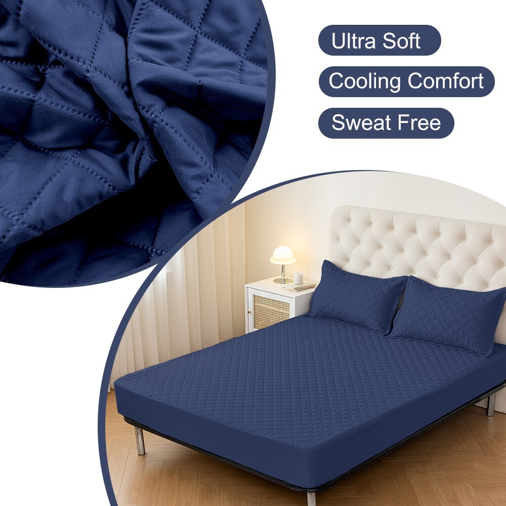 Soft Mattress Cover Solid Colored Bed Covers Waterproof For Queen Size