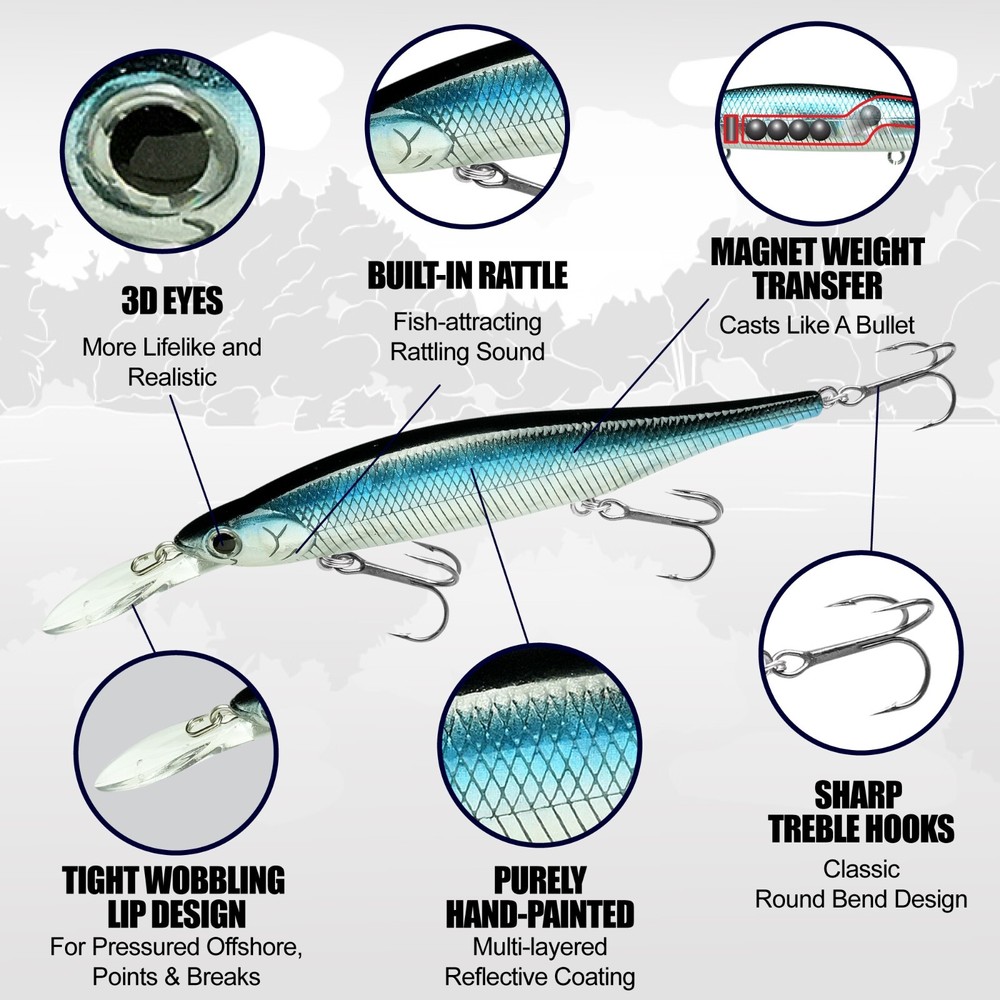 LUCKY CRAFT Lightning Pointer 100DD - 371 Bone Pro-Blue (1qty) Jerkbait