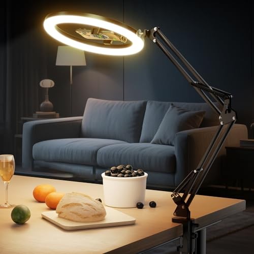 12’’ Ring Light with Overhead Phone Mount, LED Selfie Light Desk Ring Light