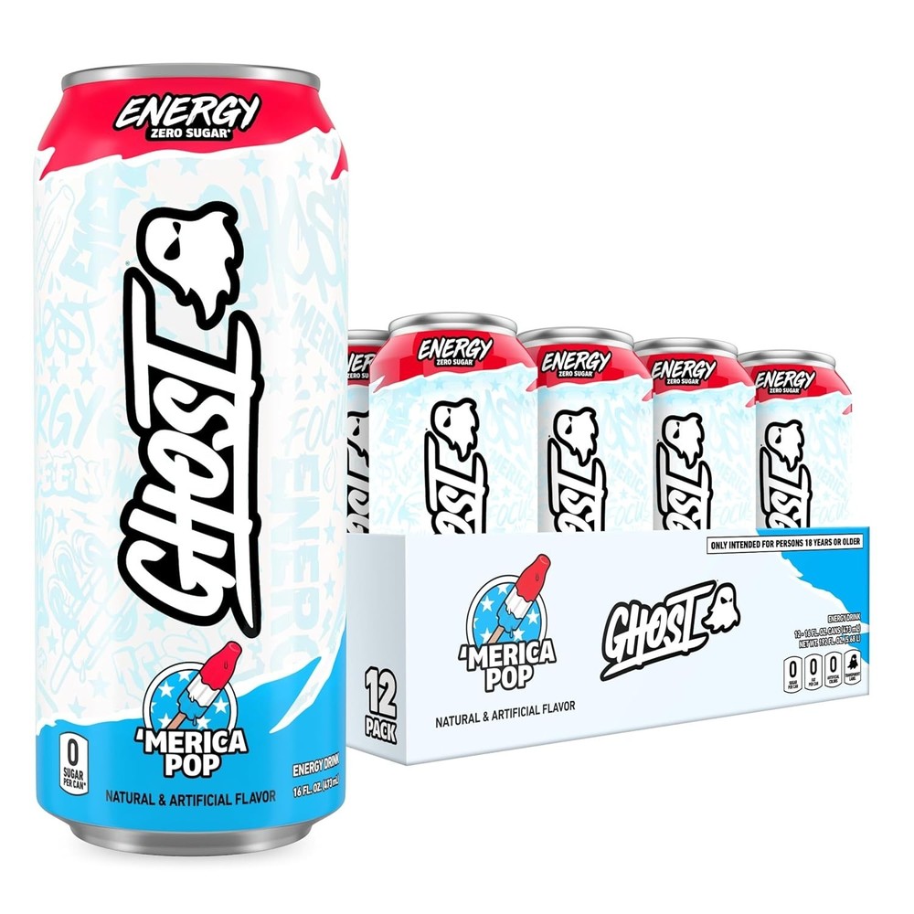 GHOST Energy Drink | 'Merica Pop | 12-Pack | 16 oz Cans