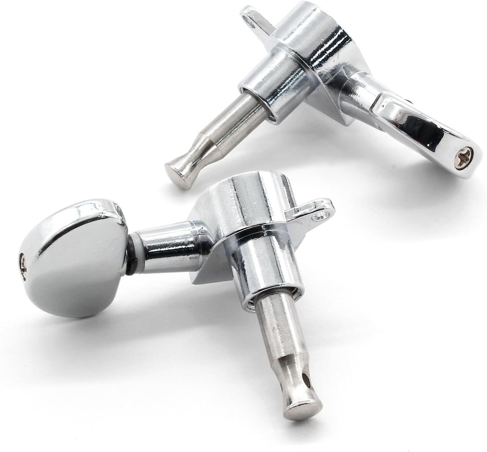 6Pcs 3+3 Guitar Tuning Pegs, Chrome Tuners Machine Head Knobs, silver